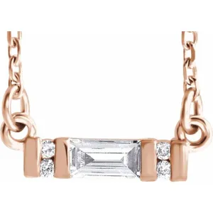14K Rose Gold 1/10 CTW Natural Diamond Bar 16-18" Necklace