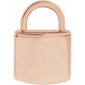 14K Rose Gold 12.02x8 mm Engravable Lock Pendant