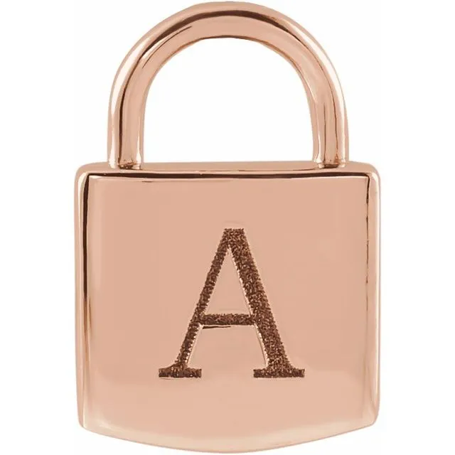 14K Rose Gold 12.02x8 mm Engravable Lock Pendant