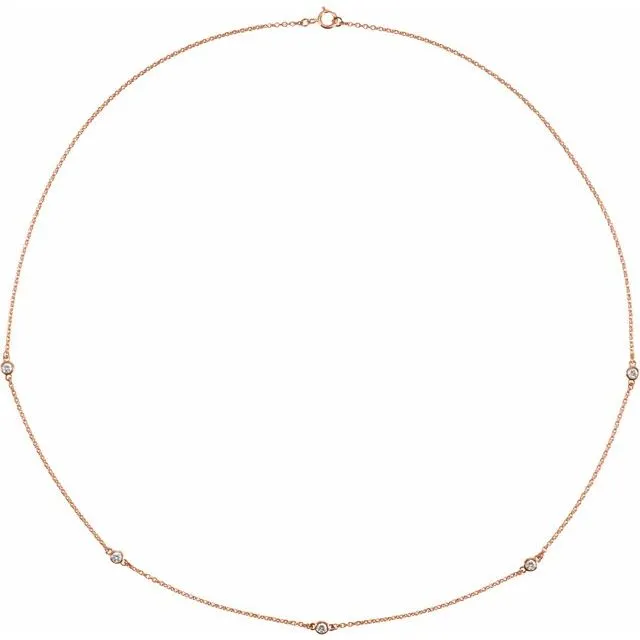 14K Rose Gold 1/4 CTW Natural Diamond 5-Station 18" Necklace