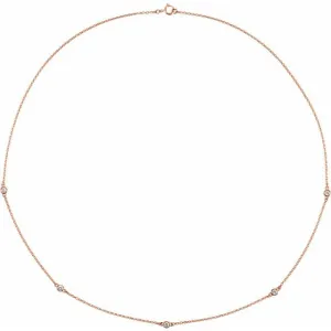 14K Rose Gold 1/4 CTW Natural Diamond 5-Station 18" Necklace