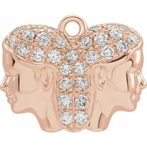 14K Rose Gold 1/5 CTW Natural Diamond Gemini Dangle
