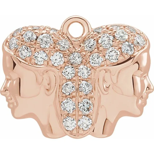 14K Rose Gold 1/5 CTW Natural Diamond Gemini Dangle