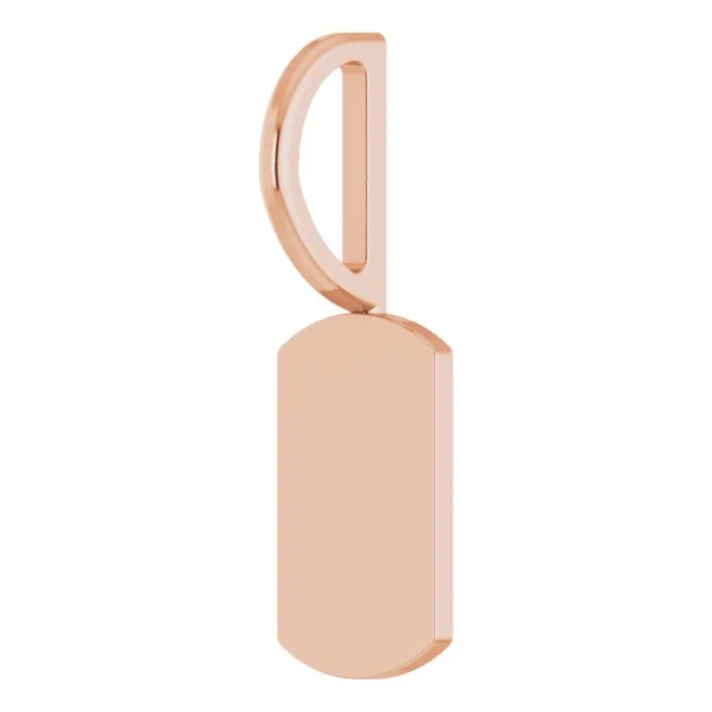 14K Rose Gold 17.63x6 mm Engravable Dog Tag Charm/Pendant