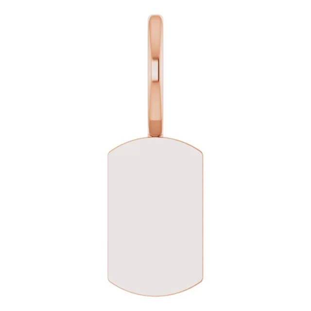 14K Rose Gold 17.63x6 mm Engravable Dog Tag Charm/Pendant