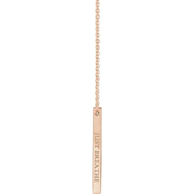 14K Rose Gold 25x2.6 mm Engravable Four-Sided Vertical Bar 16-18" Necklace