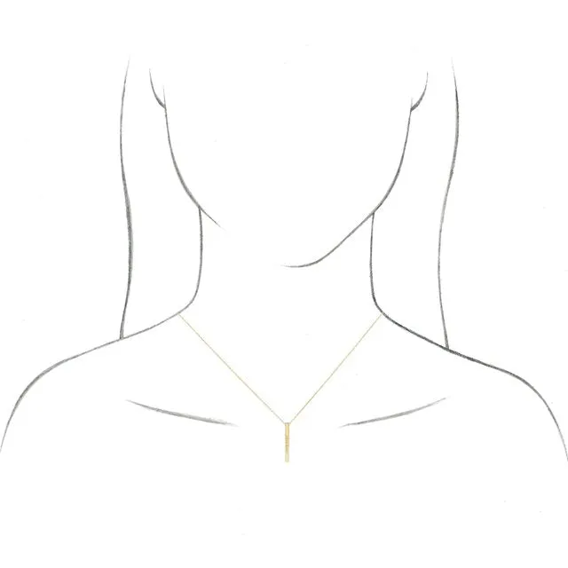 14K Rose Gold 25x2.6 mm Engravable Four-Sided Vertical Bar 16-18" Necklace
