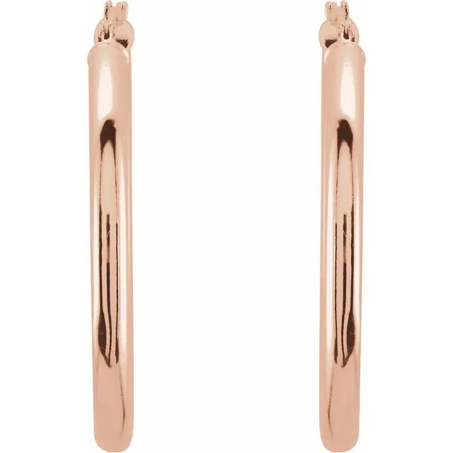 14K Rose Gold 35 mm Tube Hoop Earrings