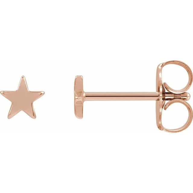14K Rose Gold 4 mm Star Friction Post & Back Earrings