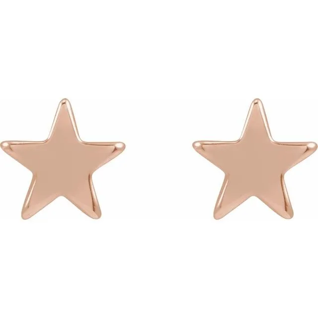 14K Rose Gold 4 mm Star Friction Post & Back Earrings