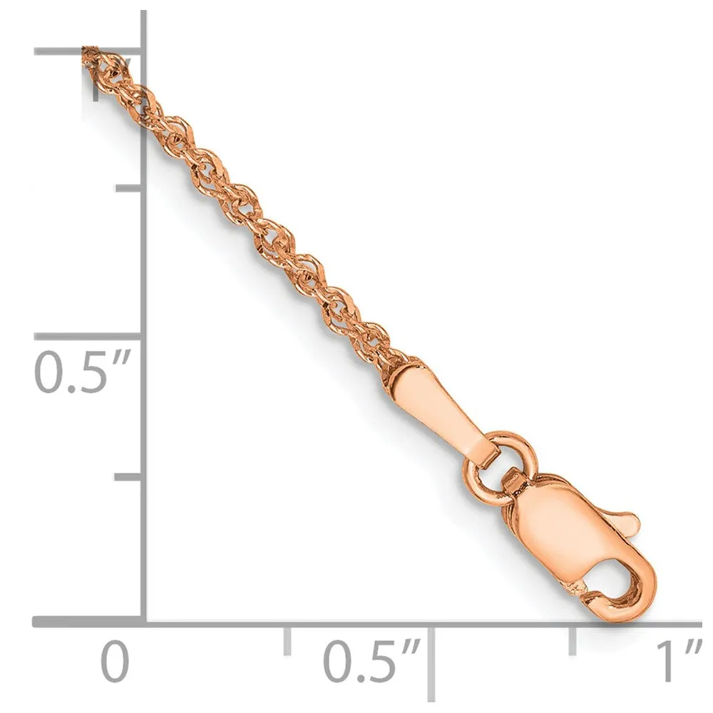 14K Rose Gold 9 inch  1.7mm Ropa with Lobster Clasp Anklet