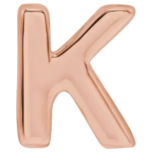 14K Rose Gold Block Initial K Slide Pendant