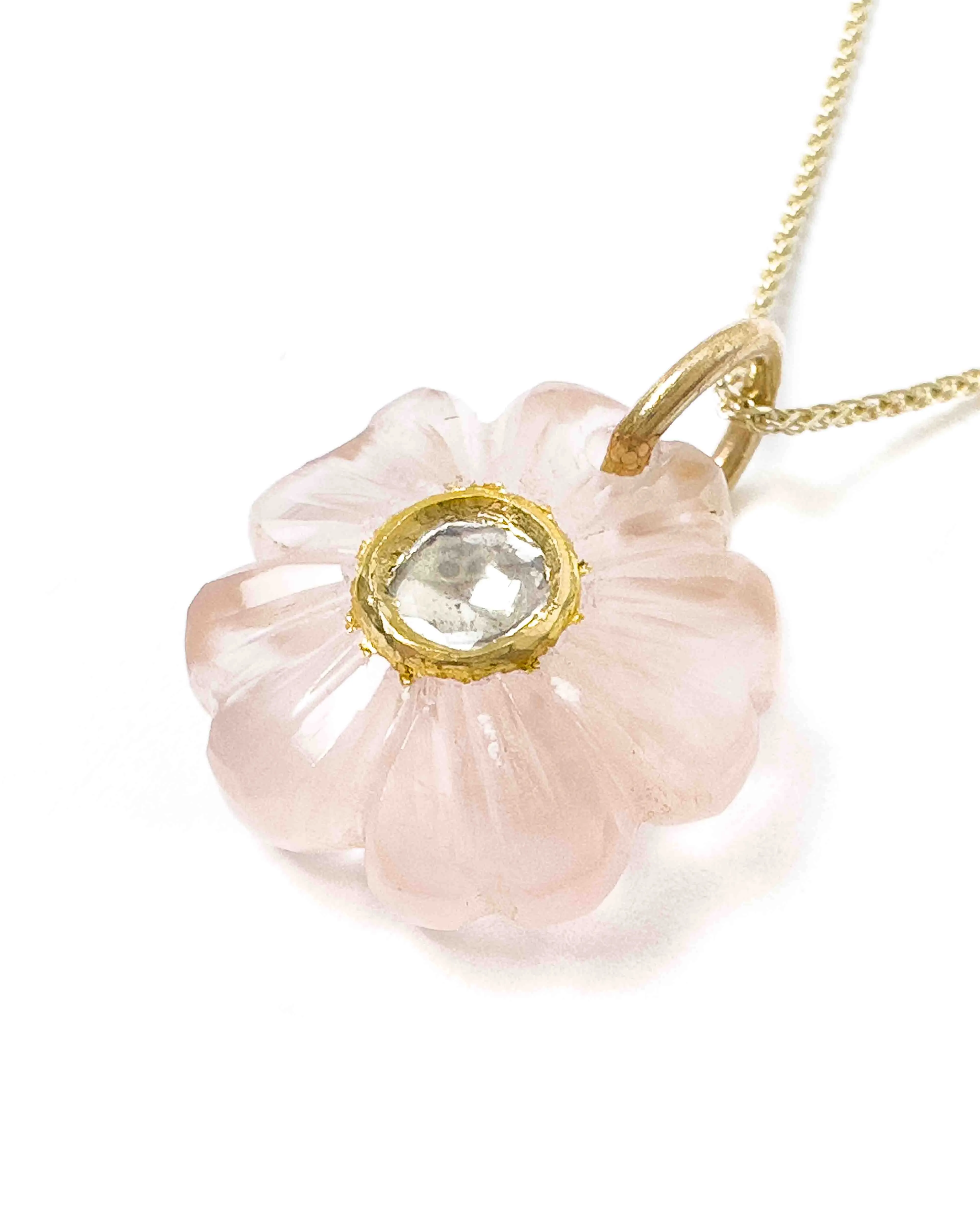 14k Rose Gold Diamond Tropical Flower Necklace