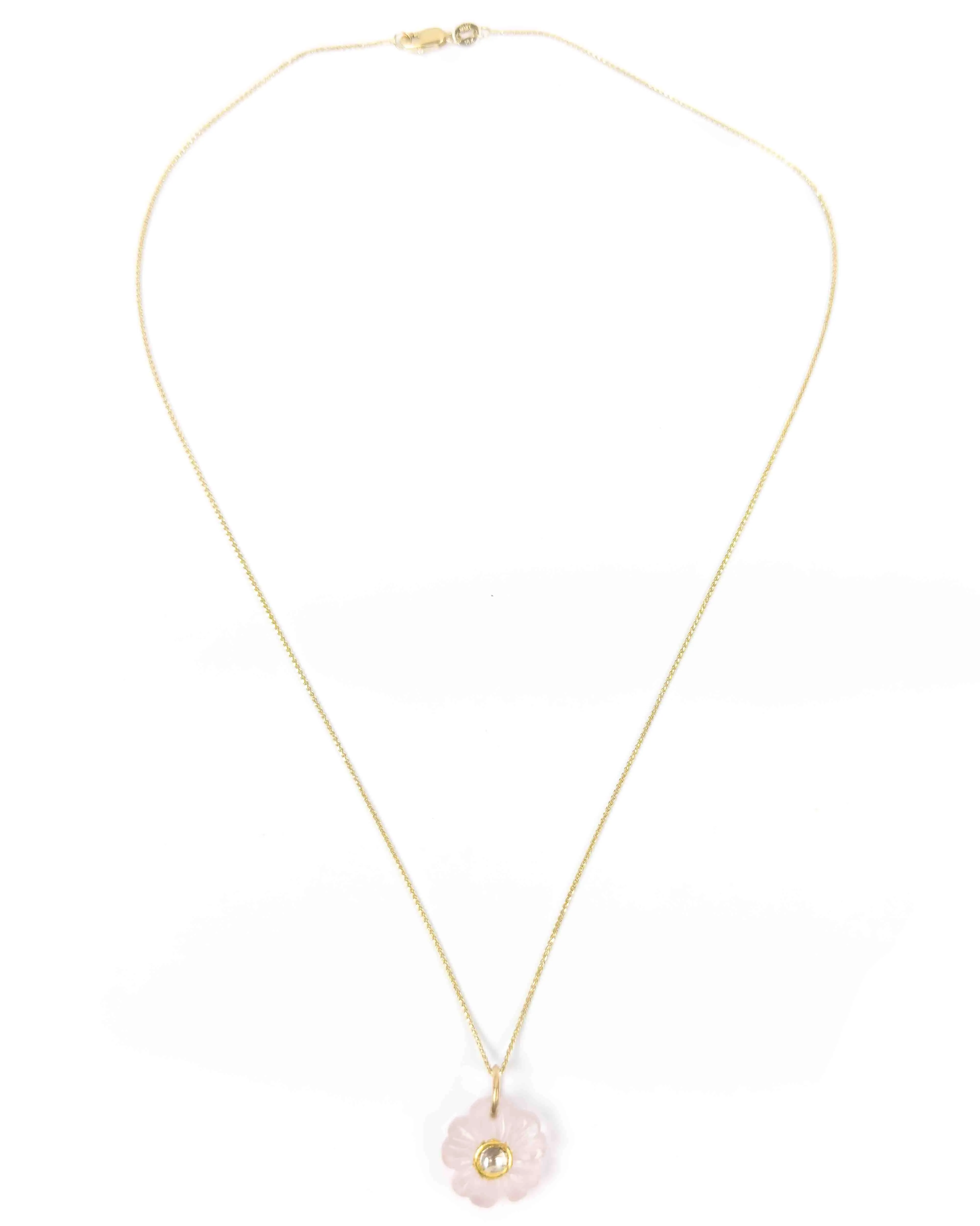 14k Rose Gold Diamond Tropical Flower Necklace