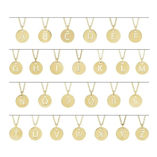 14K Rose Gold Initial E 10 mm Disc 16-18" Necklace