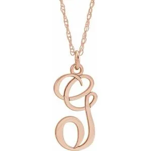 14K Rose Gold-Plated Sterling Silver Script Initial G 16-18" Necklace