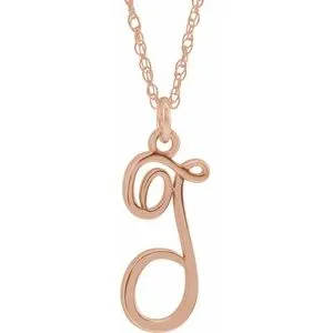 14K Rose Gold-Plated Sterling Silver Script Initial T 16-18" Necklace