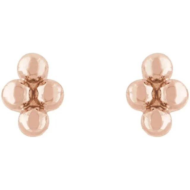 14K Rose Gold Tiny Beaded Earrings