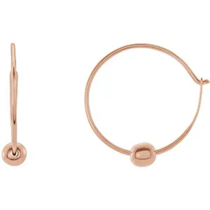 14K Rose Gold Youth Hoop Earrings with Bead