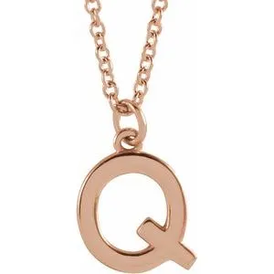 14K Rose Initial Q Dangle 16" Necklace