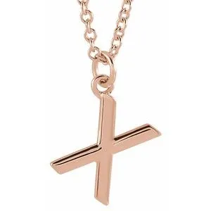 14K Rose Initial X Dangle 16" Necklace