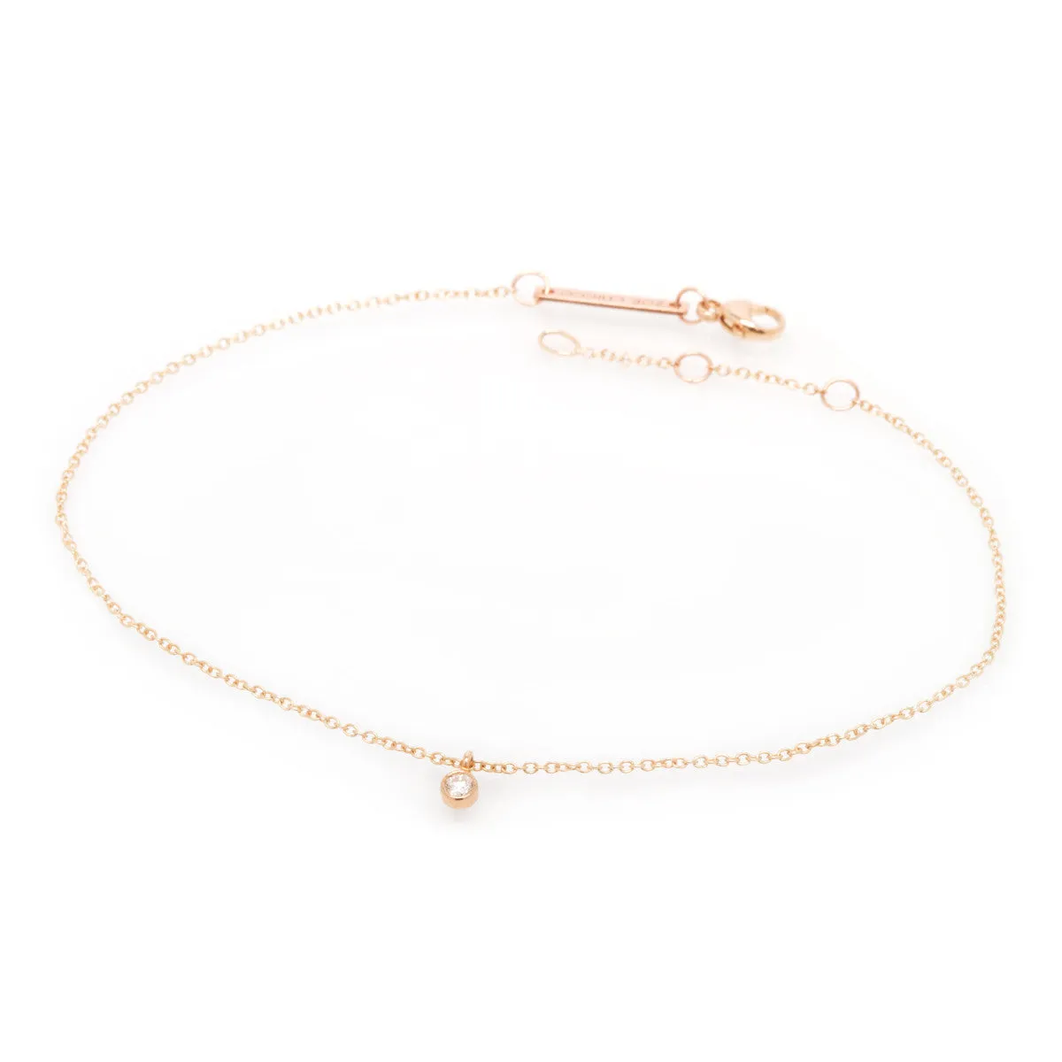 14k Single Dangling Diamond Anklet