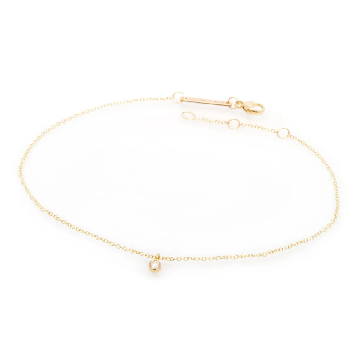 14k Single Dangling Diamond Anklet