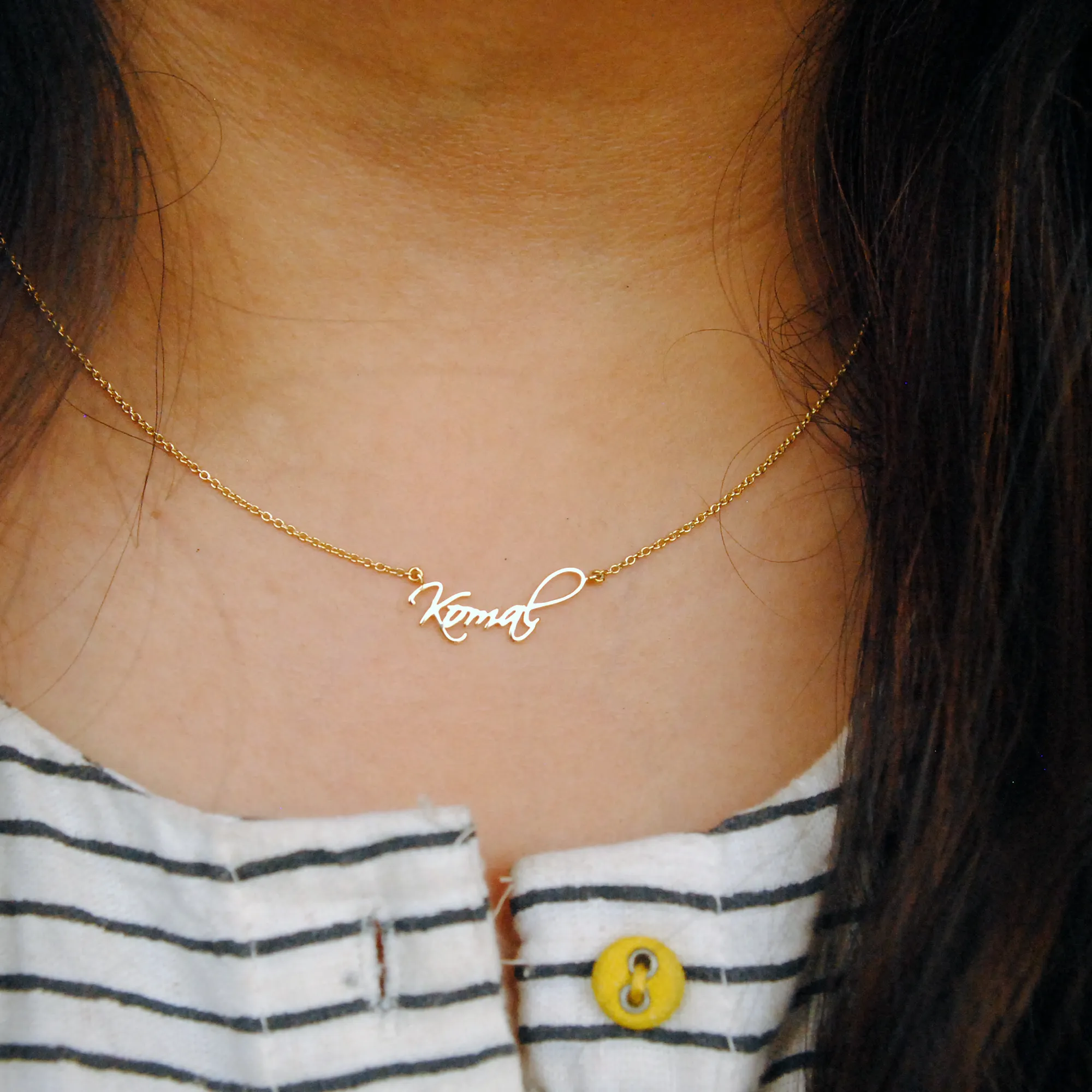 14K Solid Gold Personalized Name/Signature Necklace