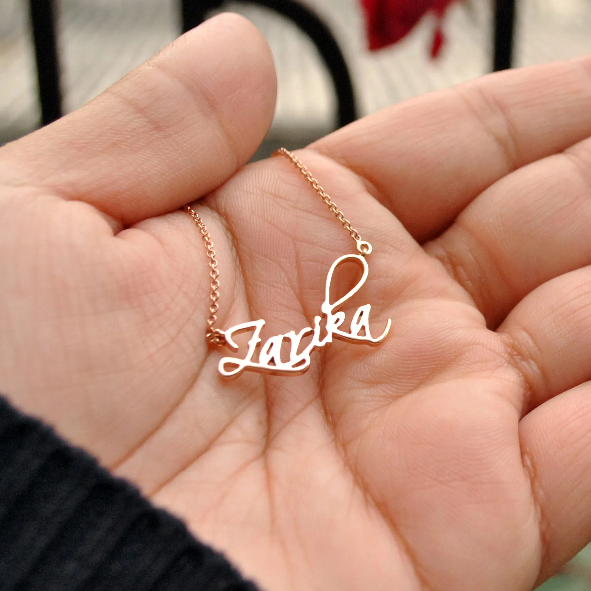 14K Solid Gold Personalized Name/Signature Necklace