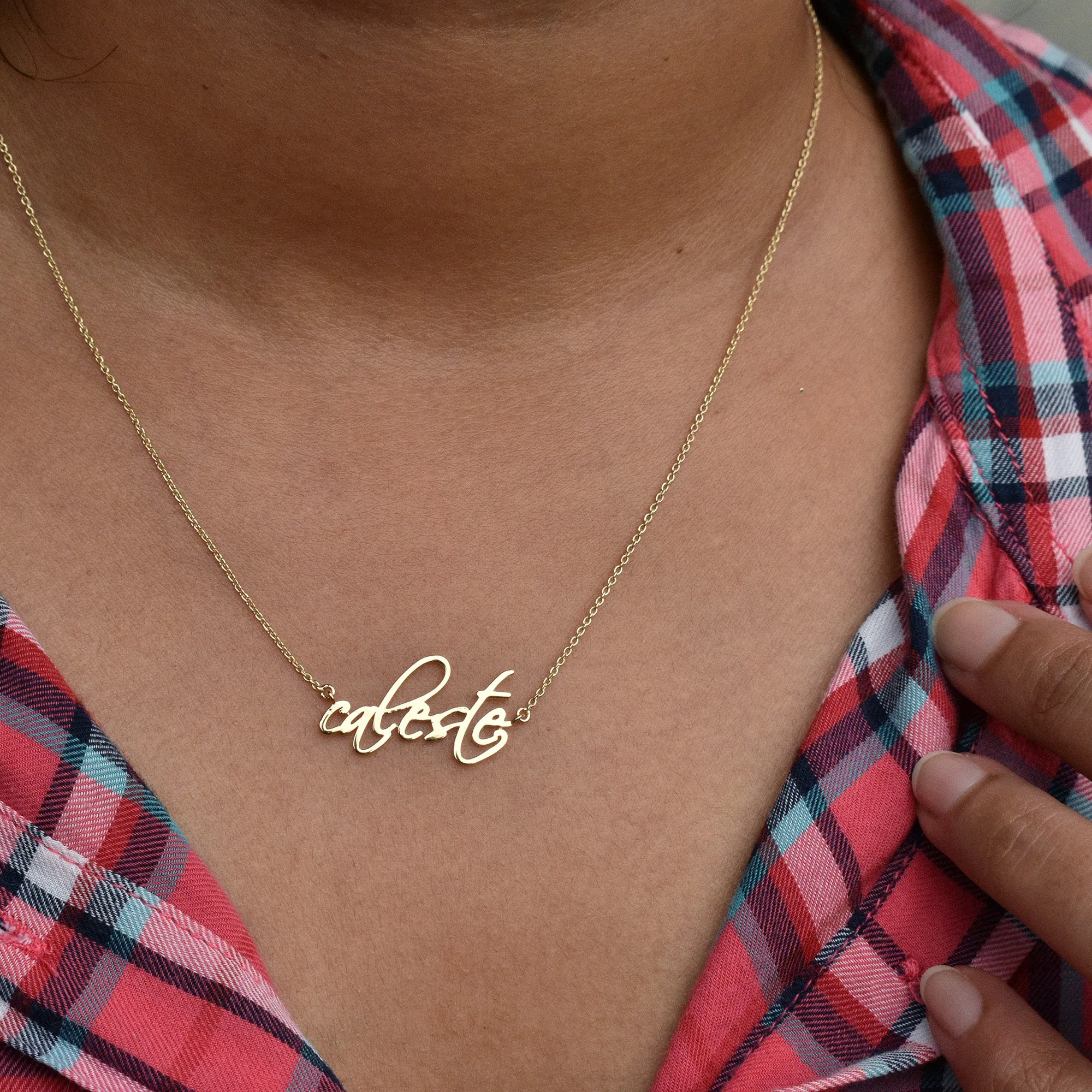 14K Solid Gold Personalized Name/Signature Necklace