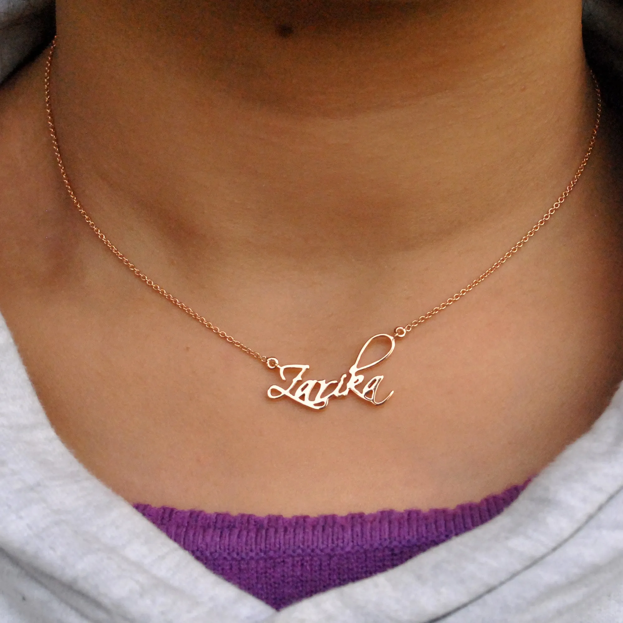 14K Solid Gold Personalized Name/Signature Necklace