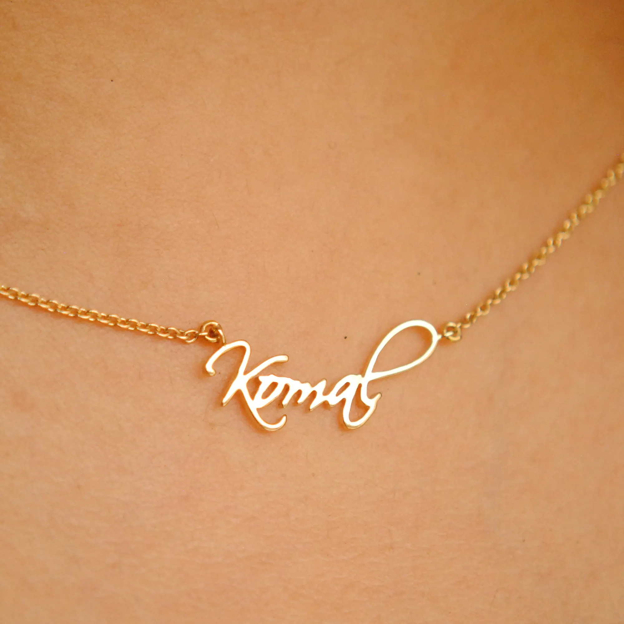 14K Solid Gold Personalized Name/Signature Necklace