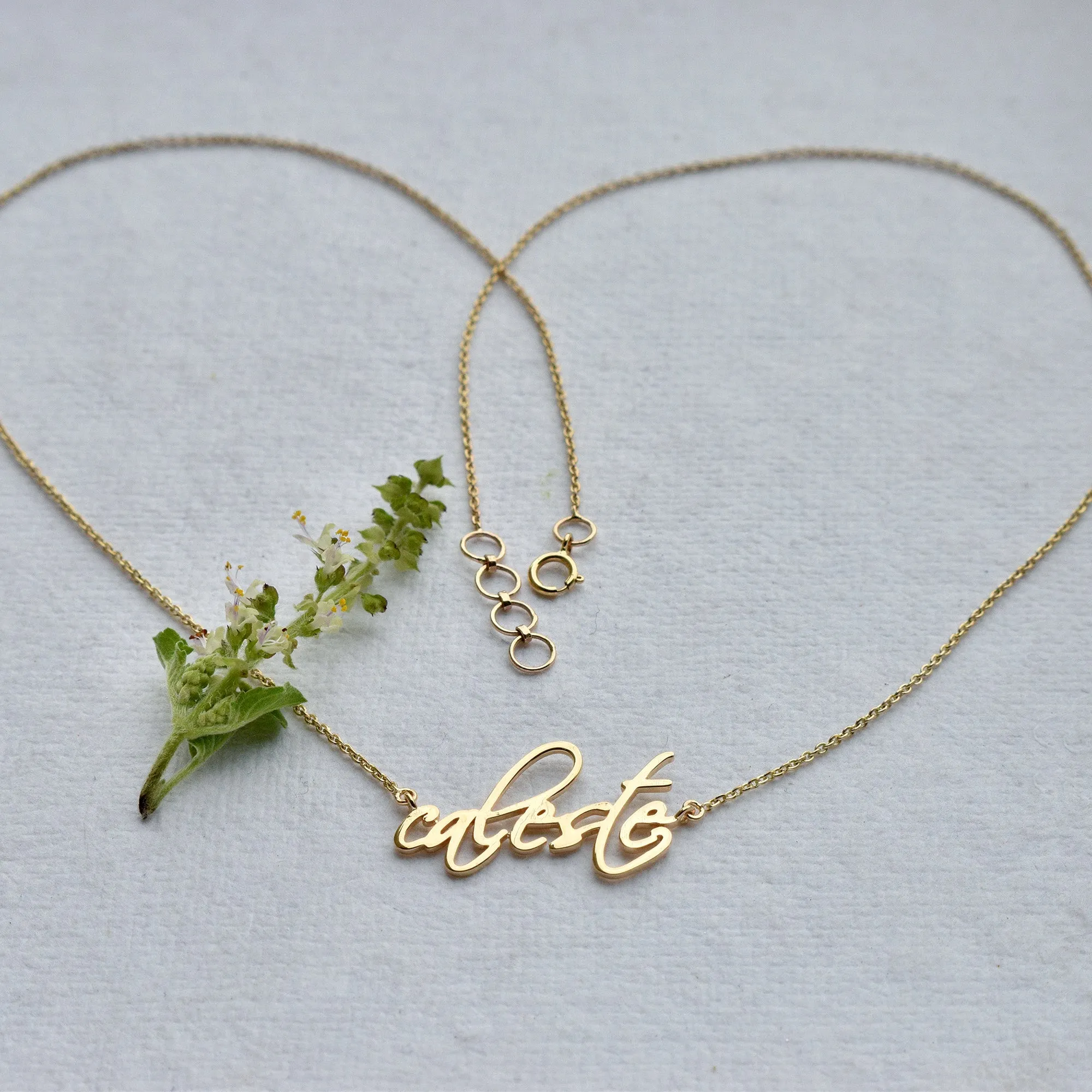 14K Solid Gold Personalized Name/Signature Necklace
