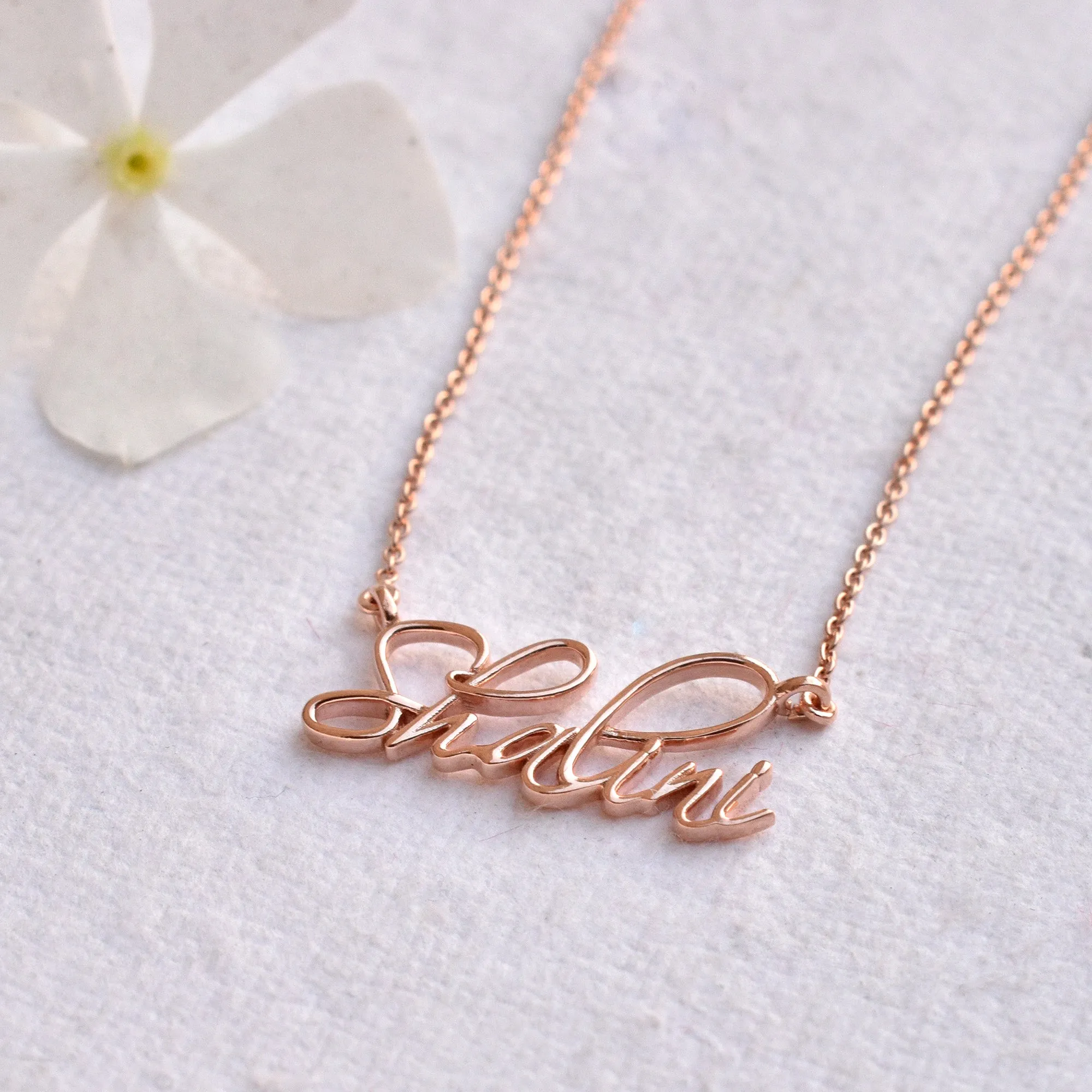 14K Solid Gold Personalized Name/Signature Necklace