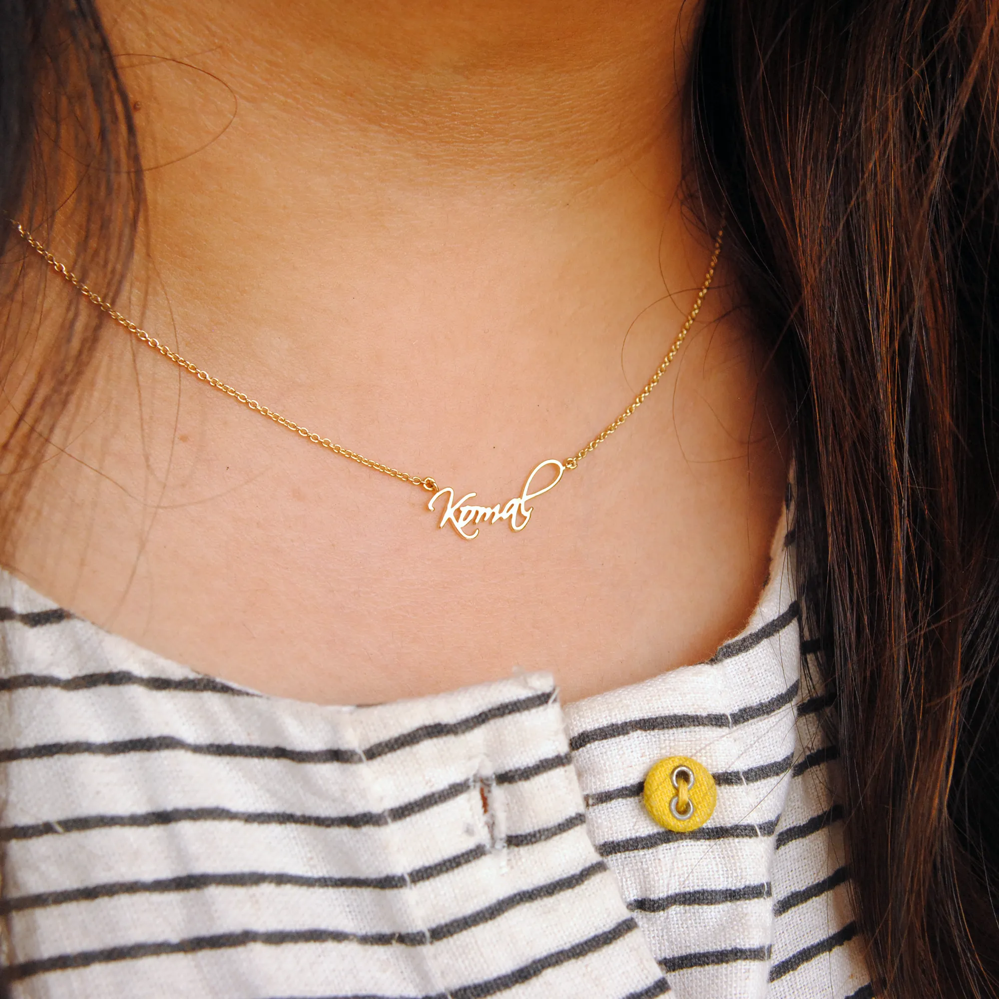 14K Solid Gold Personalized Name/Signature Necklace