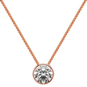 14K Solid Rose Gold Pendant Necklace | Bezel Set Round Cut Cubic Zirconia Solitaire | 1.5 Carat | 18 Inch 1.0mm Box Link Chain