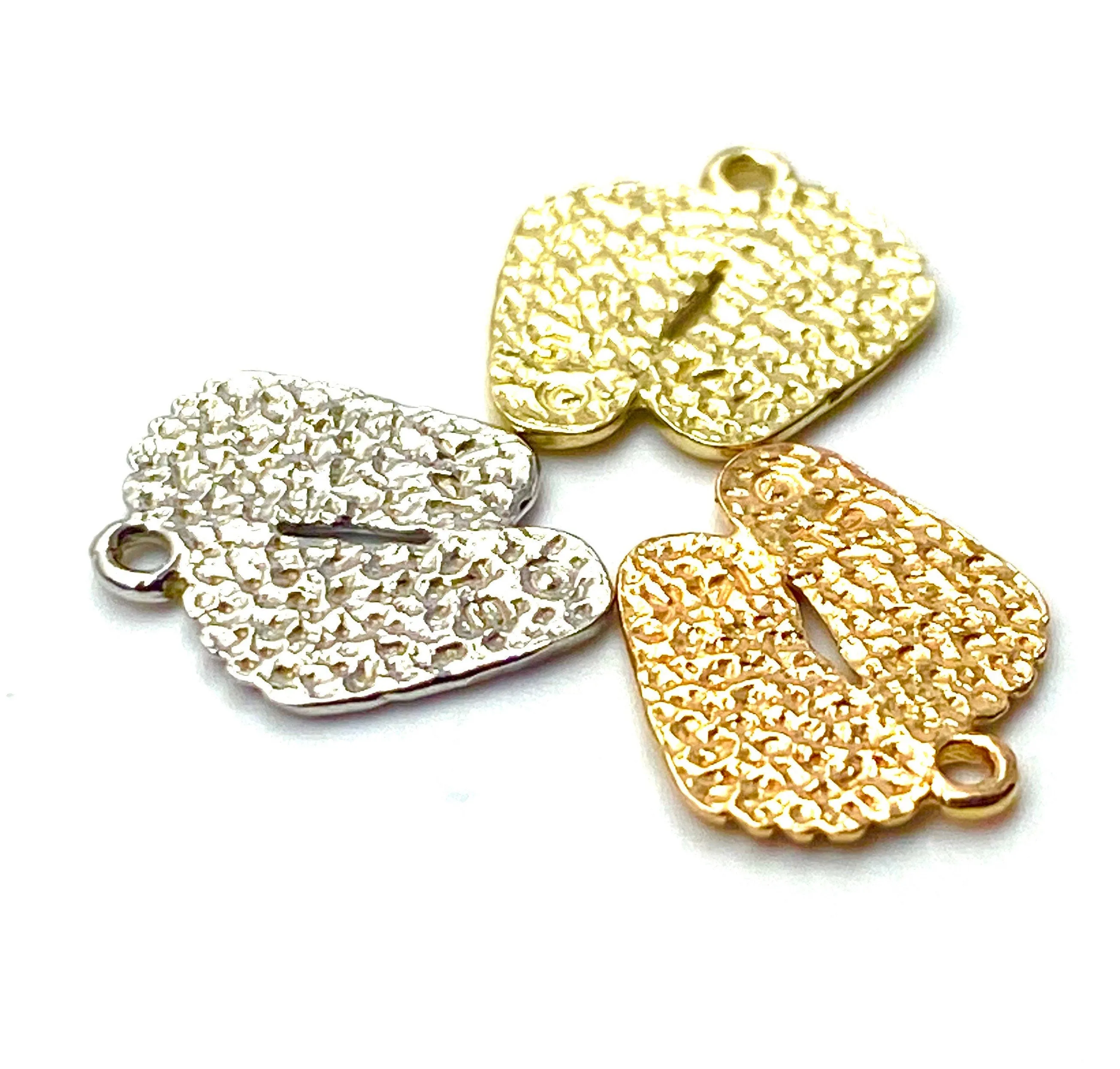 14K solid rose gold, white gold and yellow gold foot charm , SKU# L-30