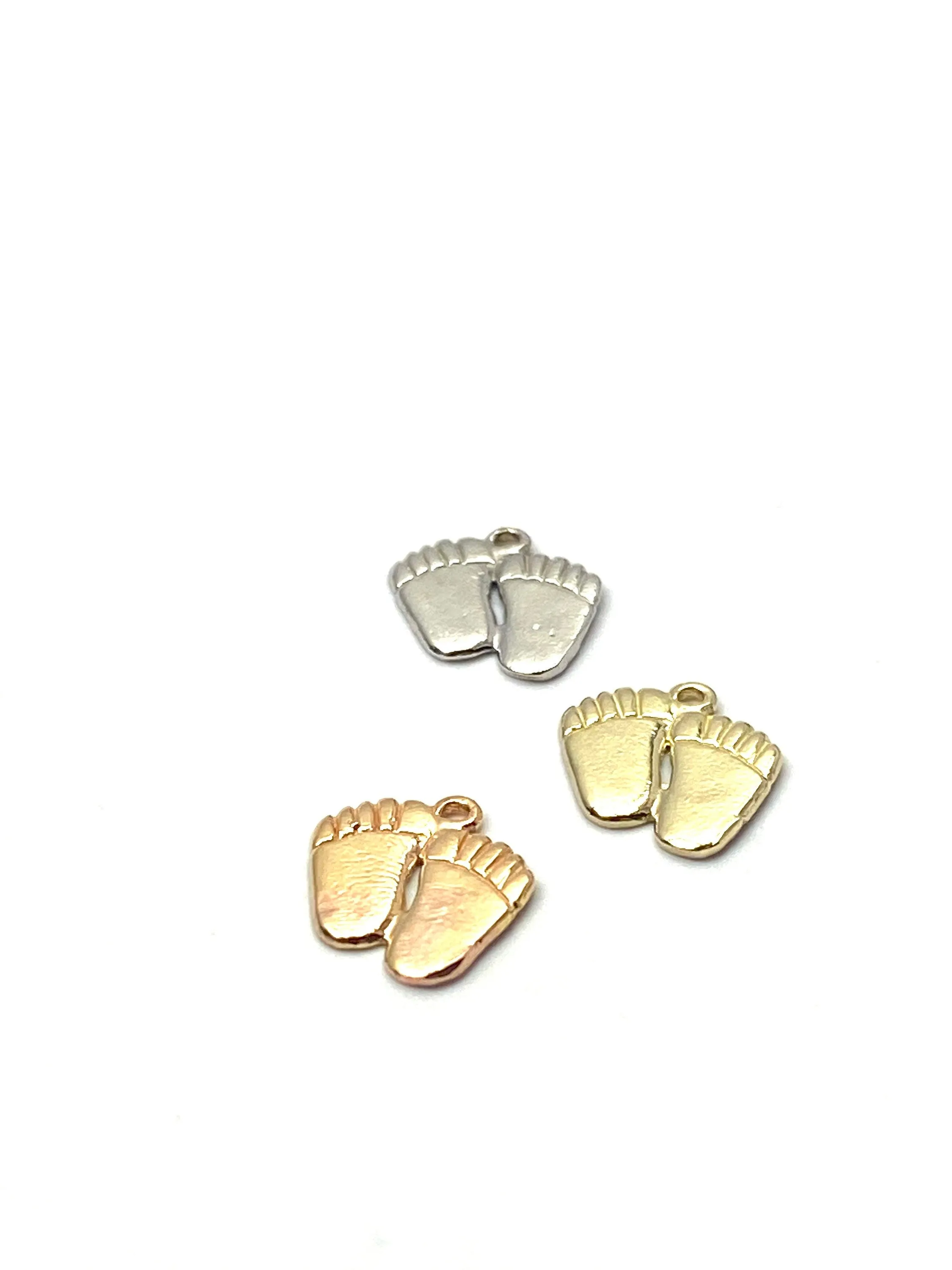 14K solid rose gold, white gold and yellow gold foot charm , SKU# L-30