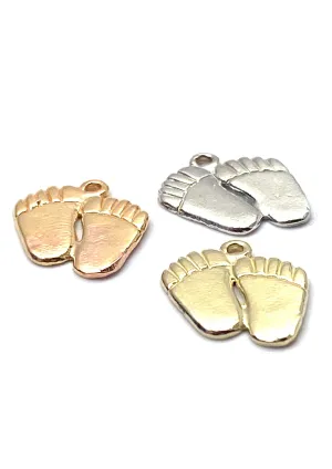 14K solid rose gold, white gold and yellow gold foot charm , SKU# L-30