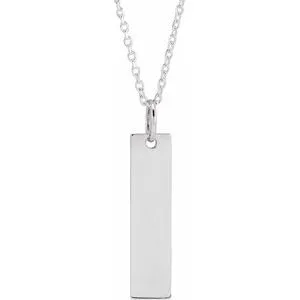 14K White 20x5 mm Bar 16-18" Necklace