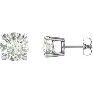 14K White 5 mm Round Forever One™ Moissanite Earrings