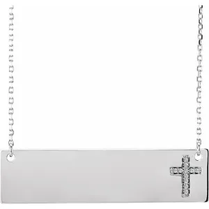 14K White Gold .03 CTW Natural Diamond Cross 16-18" Necklace