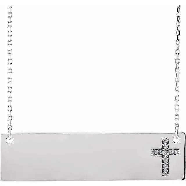 14K White Gold .03 CTW Natural Diamond Cross 16-18" Necklace
