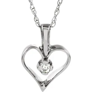 14K White Gold .03 CTW Natural Diamond Heart 18" Necklace