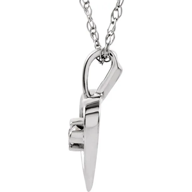 14K White Gold .03 CTW Natural Diamond Heart 18" Necklace