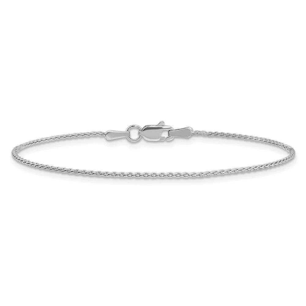 14K White Gold 10 inch 1.2mm Parisian Wheat with Lobster Clasp Anklet
