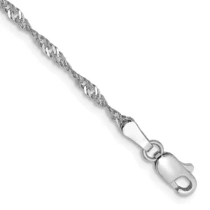 14K White Gold 10 inch 1.7mm Singapore with Lobster Clasp Anklet