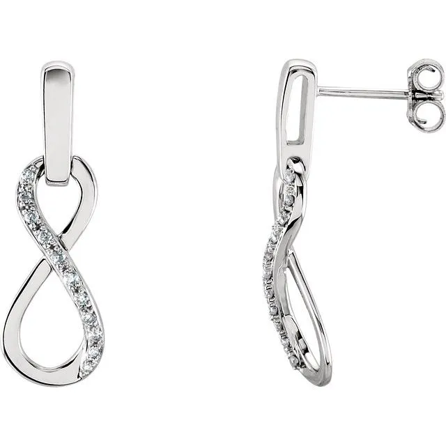 14K White Gold 1/10 CTW Natural Diamond Infinity-Inspired Earrings