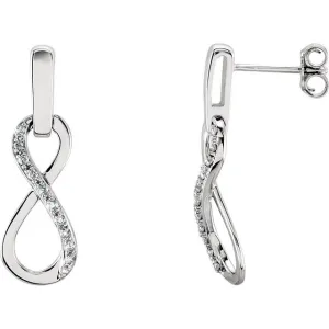 14K White Gold 1/10 CTW Natural Diamond Infinity-Inspired Earrings