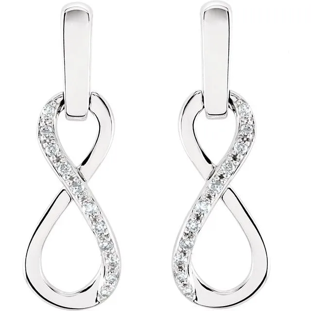 14K White Gold 1/10 CTW Natural Diamond Infinity-Inspired Earrings